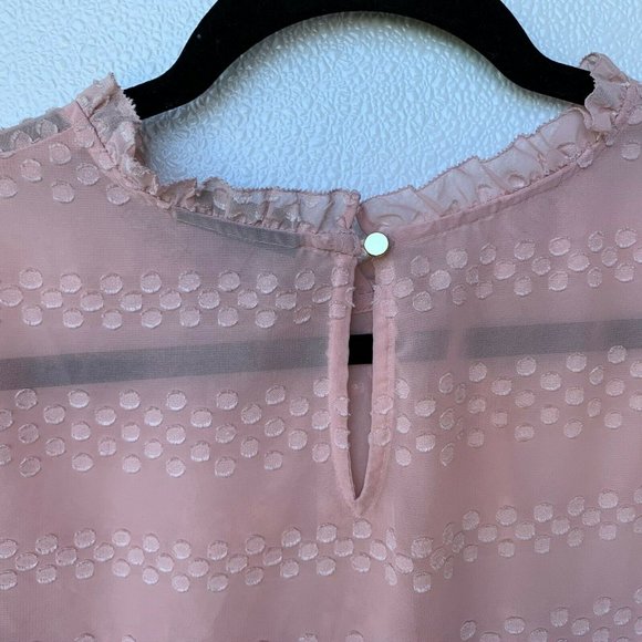 Liz Claiborne Women Blouse  Rose Pink Sheer Long s - Picture 5 of 6